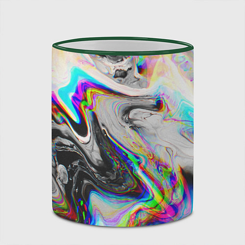 Кружка цветная DIGITAL ABSTRACT GLITCH / 3D-Зеленый кант – фото 2