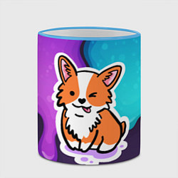 Кружка 3D Милый корги, цвет: 3D-небесно-голубой кант — фото 2