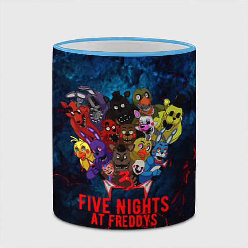 Кружка цветная Five Nights At Freddys / 3D-Небесно-голубой кант – фото 2