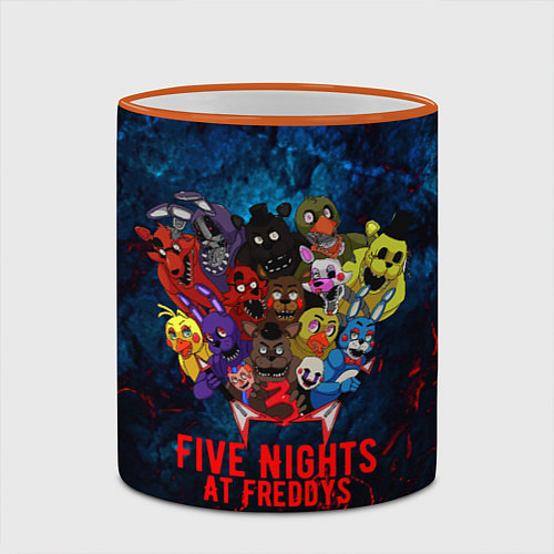 Кружка цветная Five Nights At Freddys / 3D-Оранжевый кант – фото 2