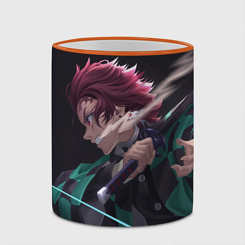 Кружка цветная KIMETSU NO YAIBA / 3D-Оранжевый кант – фото 2