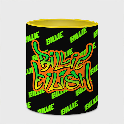 Кружка цветная BILLIE EILISH / 3D-Белый + желтый – фото 2