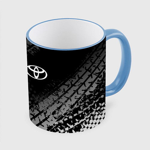 Кружка цветная Toyota / 3D-Небесно-голубой кант – фото 1