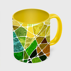 Кружка 3D Мозаика, цвет: 3D-белый + желтый