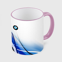 Кружка 3D BMW волны - blue-white, цвет: 3D-розовый кант