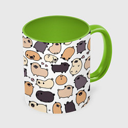 Кружка 3D Милые мопсы, цвет: 3D-белый + светло-зеленый