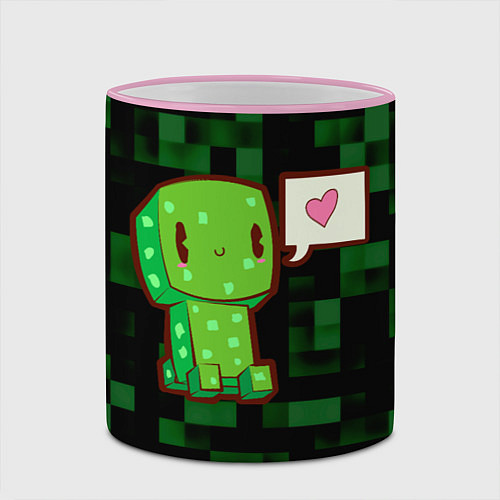 Кружка цветная Minecraft Creeper / 3D-Розовый кант – фото 2