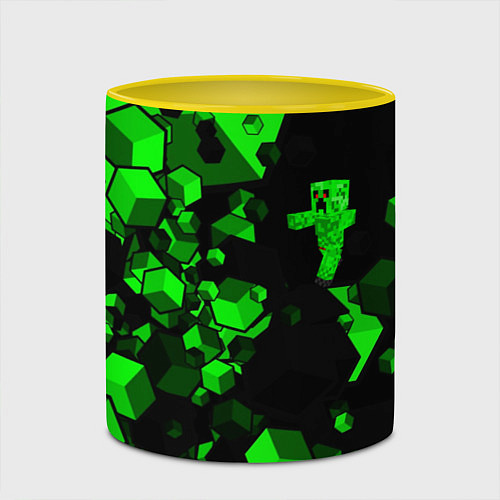 Кружка цветная MINECRAFT CREEPER / 3D-Белый + желтый – фото 2