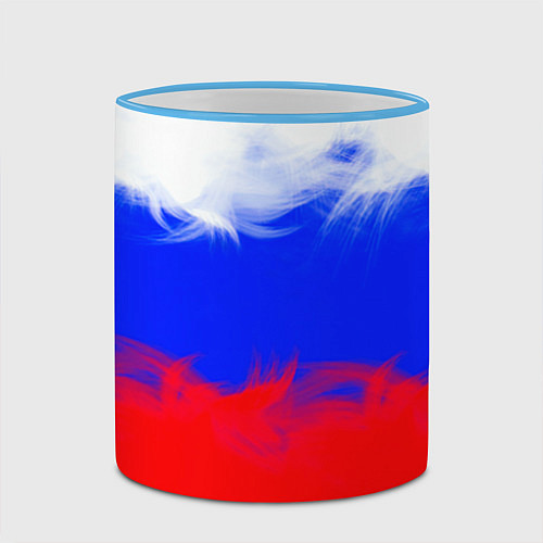 Кружка цветная Россия / 3D-Небесно-голубой кант – фото 2
