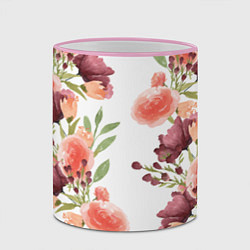 Кружка 3D Цветы на белом, цвет: 3D-розовый кант — фото 2