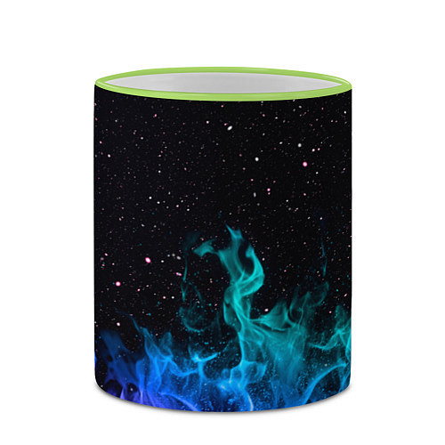 Кружка цветная Перламутровый огонь / 3D-Светло-зеленый кант – фото 2