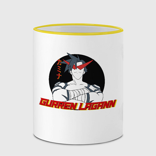 Кружка цветная Камина Гуррен Лаганн / 3D-Желтый кант – фото 2