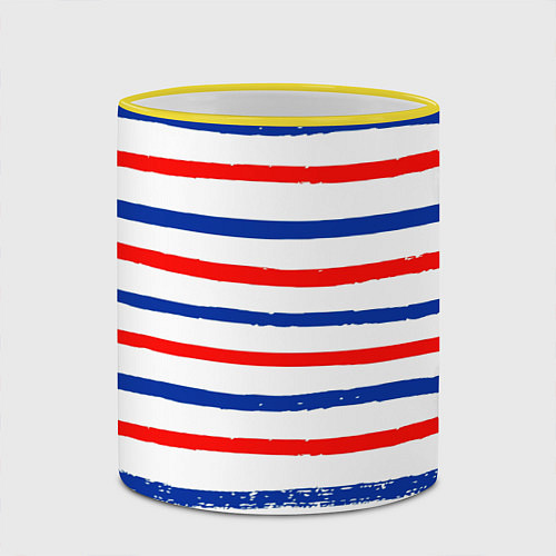 Кружка цветная Морская полоска / 3D-Желтый кант – фото 2