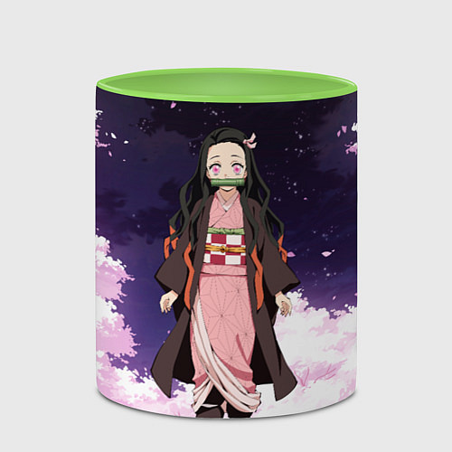 Кружка цветная Незуко / 3D-Белый + светло-зеленый – фото 2