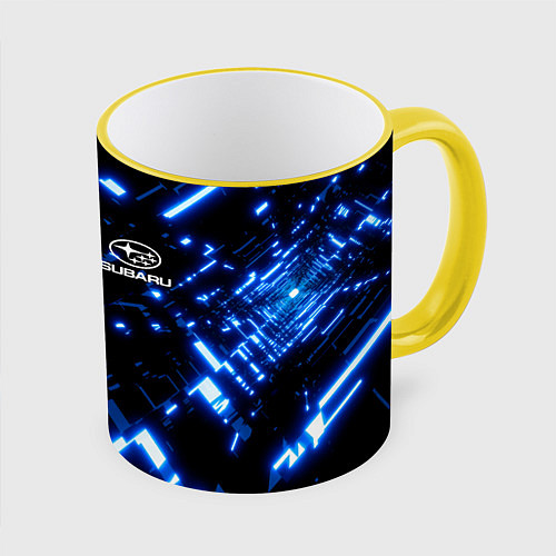 Кружка цветная SUBARU / 3D-Желтый кант – фото 1