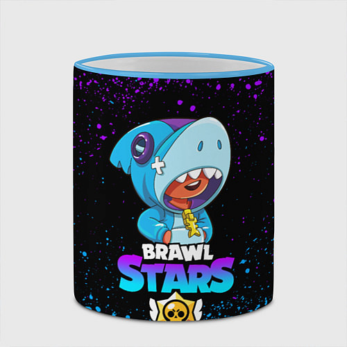 Кружка цветная BRAWL STARS LEON SHARK / 3D-Небесно-голубой кант – фото 2