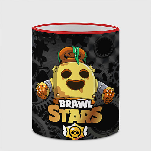 Кружка цветная Brawl Stars Robot Spike / 3D-Красный кант – фото 2