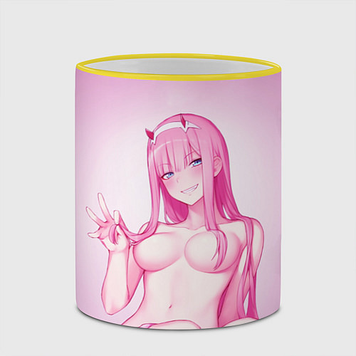 Кружка цветная DARLING IN THE FRANXX / 3D-Желтый кант – фото 2