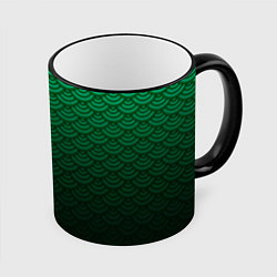 Кружка 3D Узор зеленая чешуя дракон, цвет: 3D-черный кант