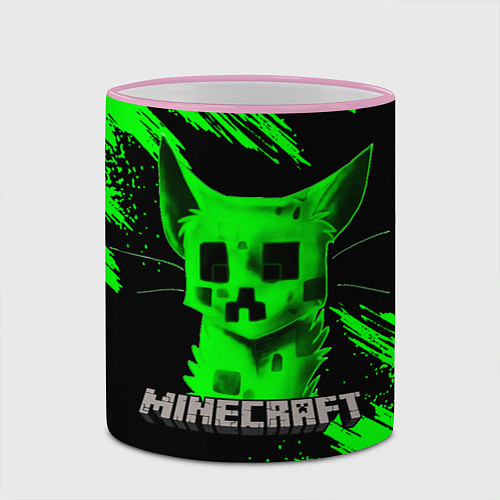 Кружка цветная MINECRAFT CREEPER CAT / 3D-Розовый кант – фото 2