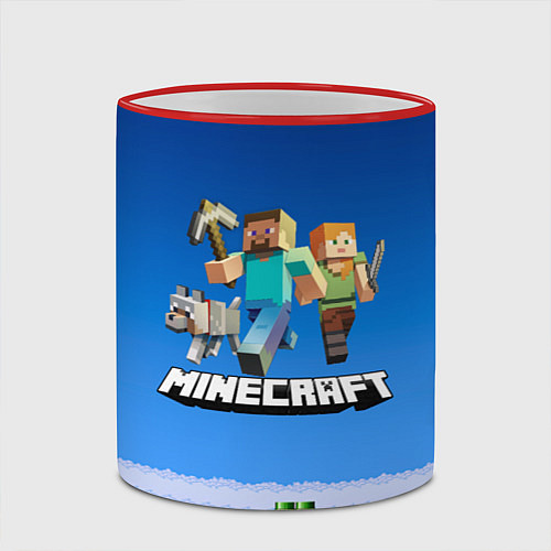 Кружка цветная Minecraft / 3D-Красный кант – фото 2