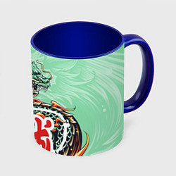 Кружка 3D Изумрудный дракон, цвет: 3D-белый + синий