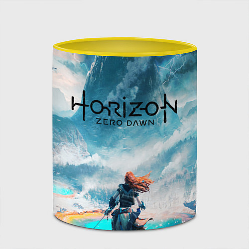 Кружка цветная HORIZON ZERO DAWN / 3D-Белый + желтый – фото 2