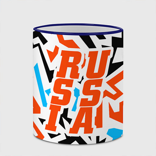 Кружка цветная Russia / 3D-Синий кант – фото 2