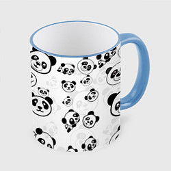 Кружка 3D Панды, цвет: 3D-небесно-голубой кант