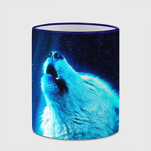 Кружка цветная ВОЛЧИЙ ВОЙ D / 3D-Синий кант – фото 2