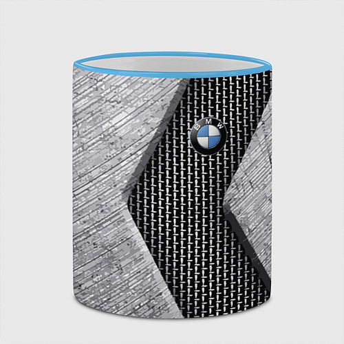 Кружка цветная BMW - emblem - metal - texture / 3D-Небесно-голубой кант – фото 2