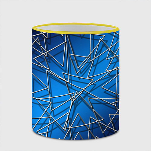 Кружка цветная Треугольники / 3D-Желтый кант – фото 2
