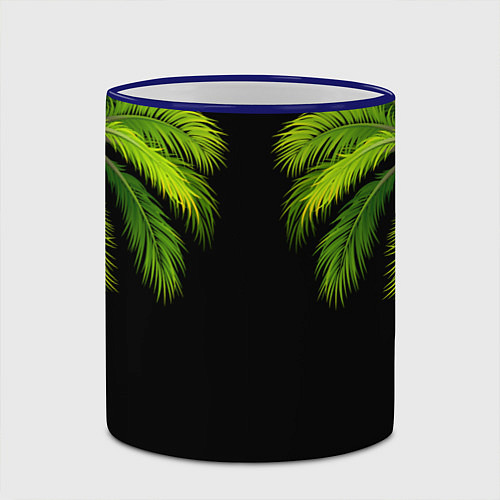 Кружка цветная Пальмы / 3D-Синий кант – фото 2