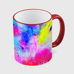 Кружка 3D НЕОНОВЫЕ ПОТЕРТОСТИ, цвет: 3D-красный кант