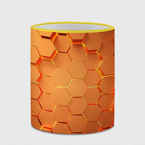 Кружка цветная Золотые 3D плиты / 3D-Желтый кант – фото 2