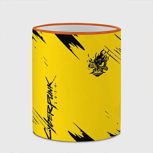 Кружка цветная CYBERPUNK 2077 / 3D-Оранжевый кант – фото 2