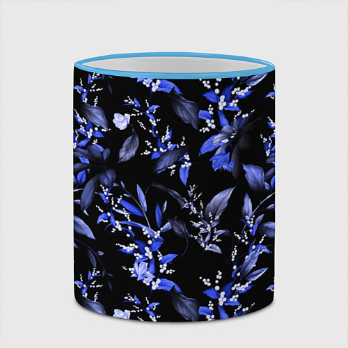 Кружка цветная Ночные цветы / 3D-Небесно-голубой кант – фото 2
