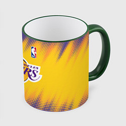 Кружка 3D Los Angeles Lakers, цвет: 3D-зеленый кант