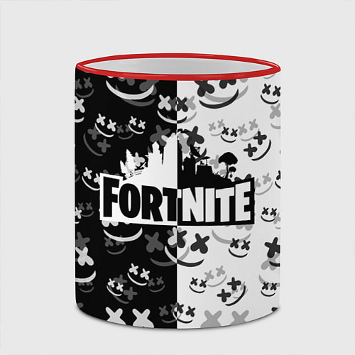Кружка цветная FORTNITE MARSHMELLO / 3D-Красный кант – фото 2
