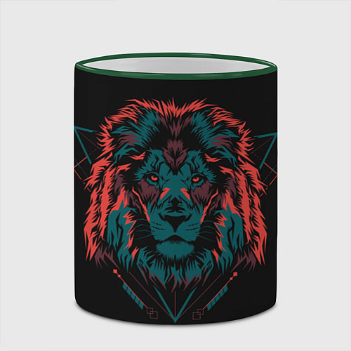 Кружка цветная Лев на закате / 3D-Зеленый кант – фото 2