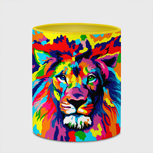 Кружка цветная Лев Artistic Art / 3D-Белый + желтый – фото 2
