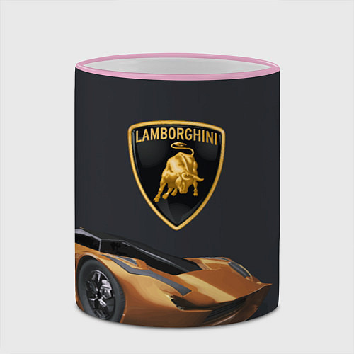 Кружка цветная Lamborghini- motorsport / 3D-Розовый кант – фото 2