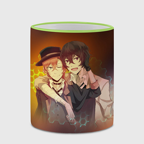 Кружка цветная Дазай и Чуя / 3D-Светло-зеленый кант – фото 2