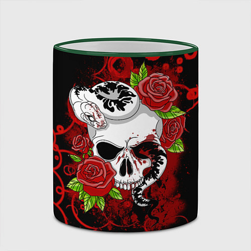 Кружка цветная Череп и змея / 3D-Зеленый кант – фото 2
