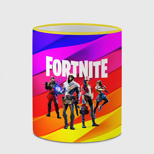 Кружка цветная FORTNITE / 3D-Желтый кант – фото 2