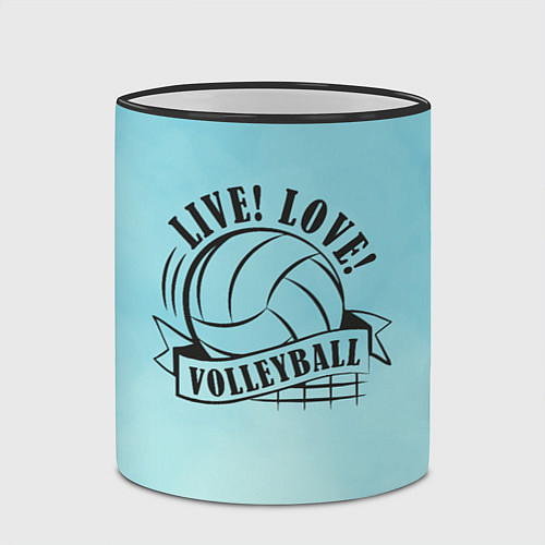 Кружка цветная LIVE! LOVE! VOLLEYBALL! / 3D-Черный кант – фото 2