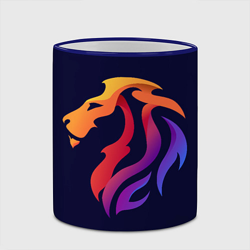 Кружка цветная Градиентный лев в минимализме / 3D-Синий кант – фото 2