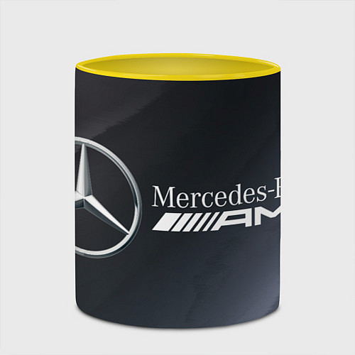 Кружка цветная MERCEDES МЕРСЕДЕС / 3D-Белый + желтый – фото 2