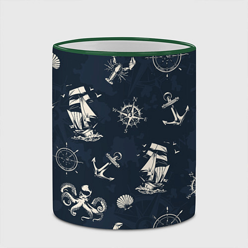 Кружка цветная Nautical art / 3D-Зеленый кант – фото 2