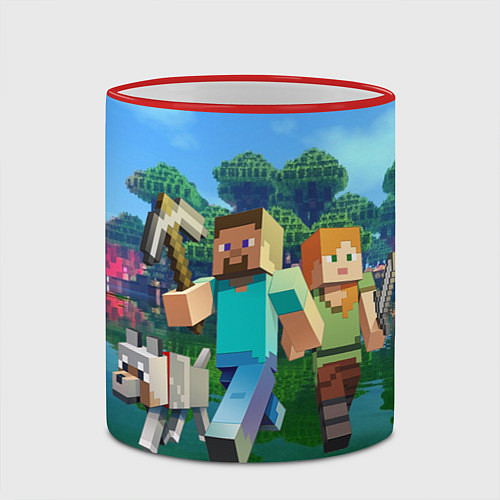 Кружка цветная Minecraft / 3D-Красный кант – фото 2